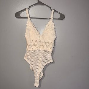 Bershka, white, body suit, size: XS